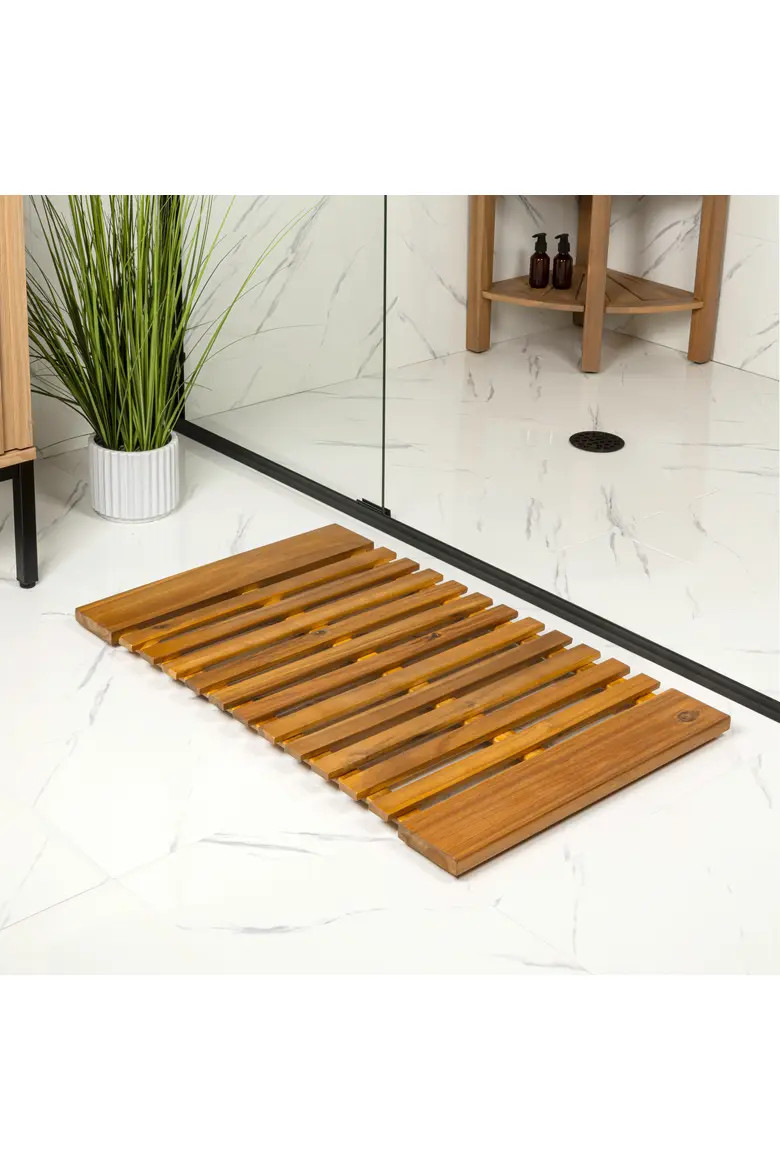 Paige Modern Classic Acacia Wood Slat Indoor/Outdoor Shower Mat | Nordstrom | Nordstrom