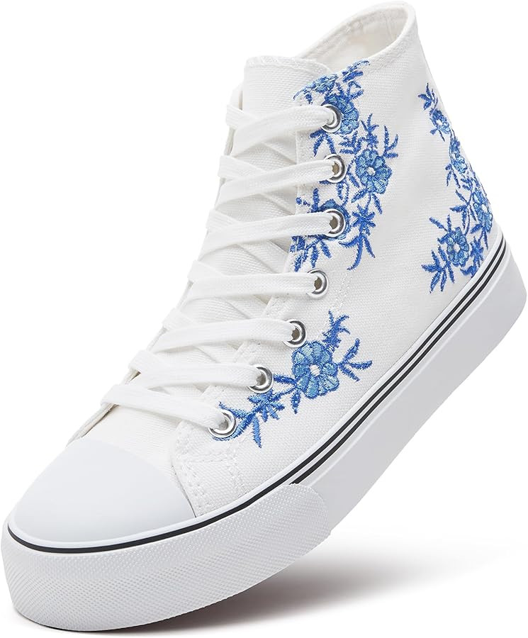 ZGR Womens High Top Canvas Sneakers,Lace-up Canvas Shoes,Casual Tennis Walking Shoes | Amazon (US)