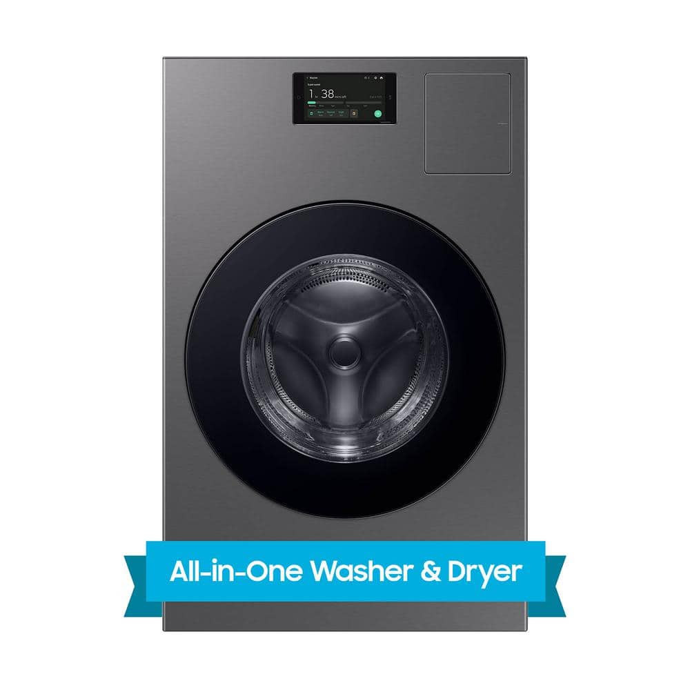 Bespoke 5.3 cu. ft. Ultra Capacity Ventless Heat Pump All-In-One Washer Dryer Combo with Super Speed in Dark Steel | The Home Depot