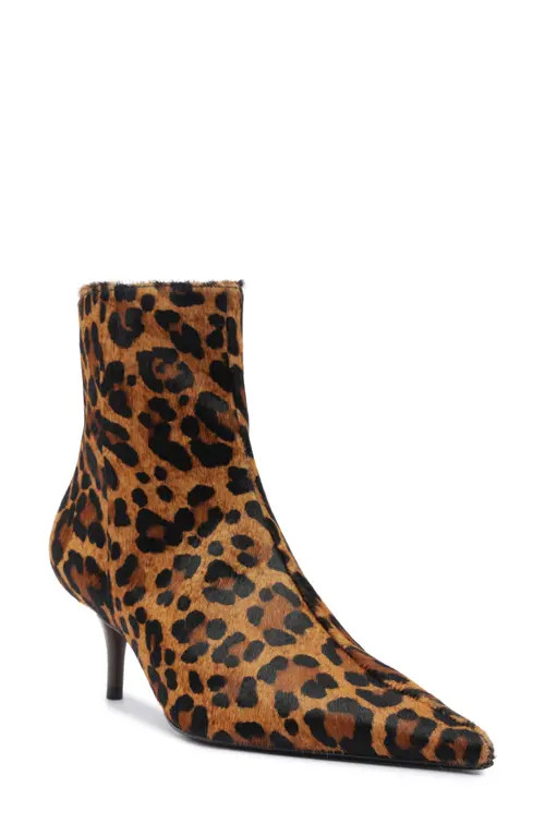 Schutz Mikki Pointed Toe Low Heel Bootie in Leopard at Nordstrom, Size 8.5 | Nordstrom
