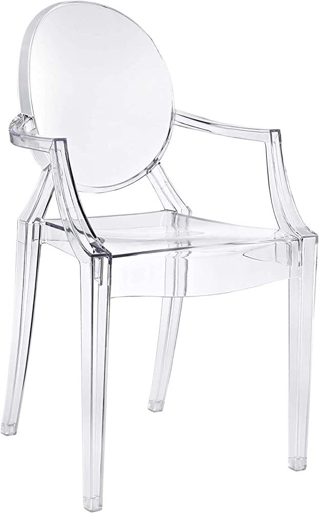 Modway Casper Modern Acrylic Stacking Kitchen and Dining Room Arm Chair in Clear - Fully Assemble... | Amazon (US)