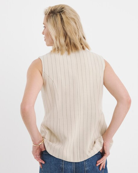 Stripe Linen Mix Longline Waistcoat | JD Williams (UK)