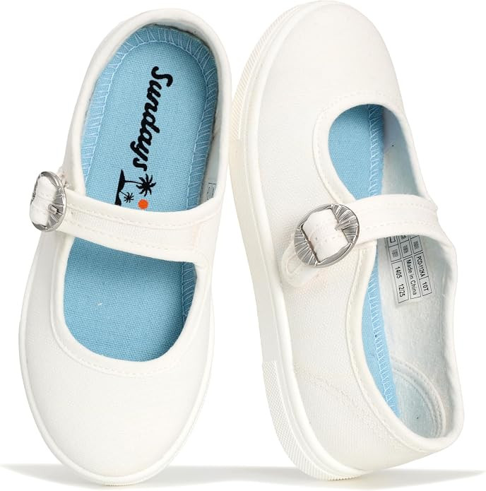 Sundays Canvas Girls Shoes - Lightweight Mary Jane Flats Kids Sneakers | Canvas Sneakers for Girl... | Amazon (US)