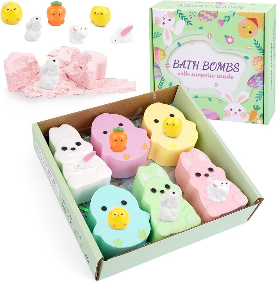 6 Pack Easter Bath Bombs,Bunny and Chicken Bath Salt with Surprise Inside,Easter Gifts for Party ... | Amazon (US)