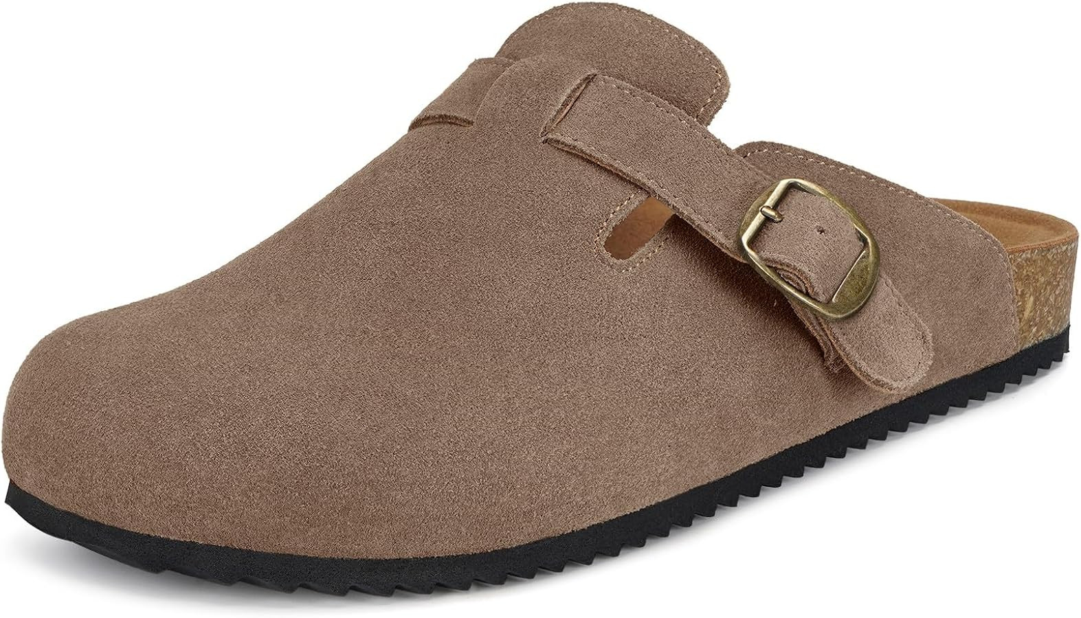 Intini Womens Suede Clogs Mens Leather Mules Cork Footbed Sandals with Arch Support | Amazon (US)