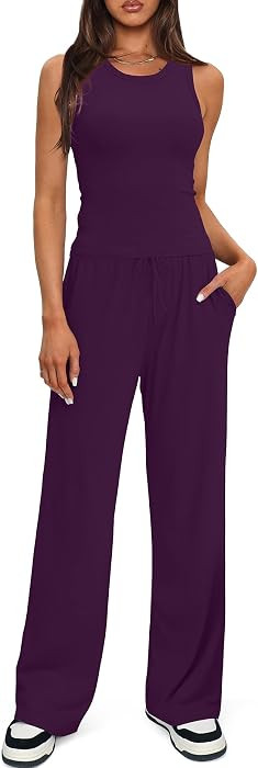 Darong Women's 2 Piece Summer Outfits Sleeveless Matching Lounge Sets | Amazon (US)