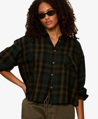 Women's The Autumn Cropped Flannel Button-Up Shirt | Macy's