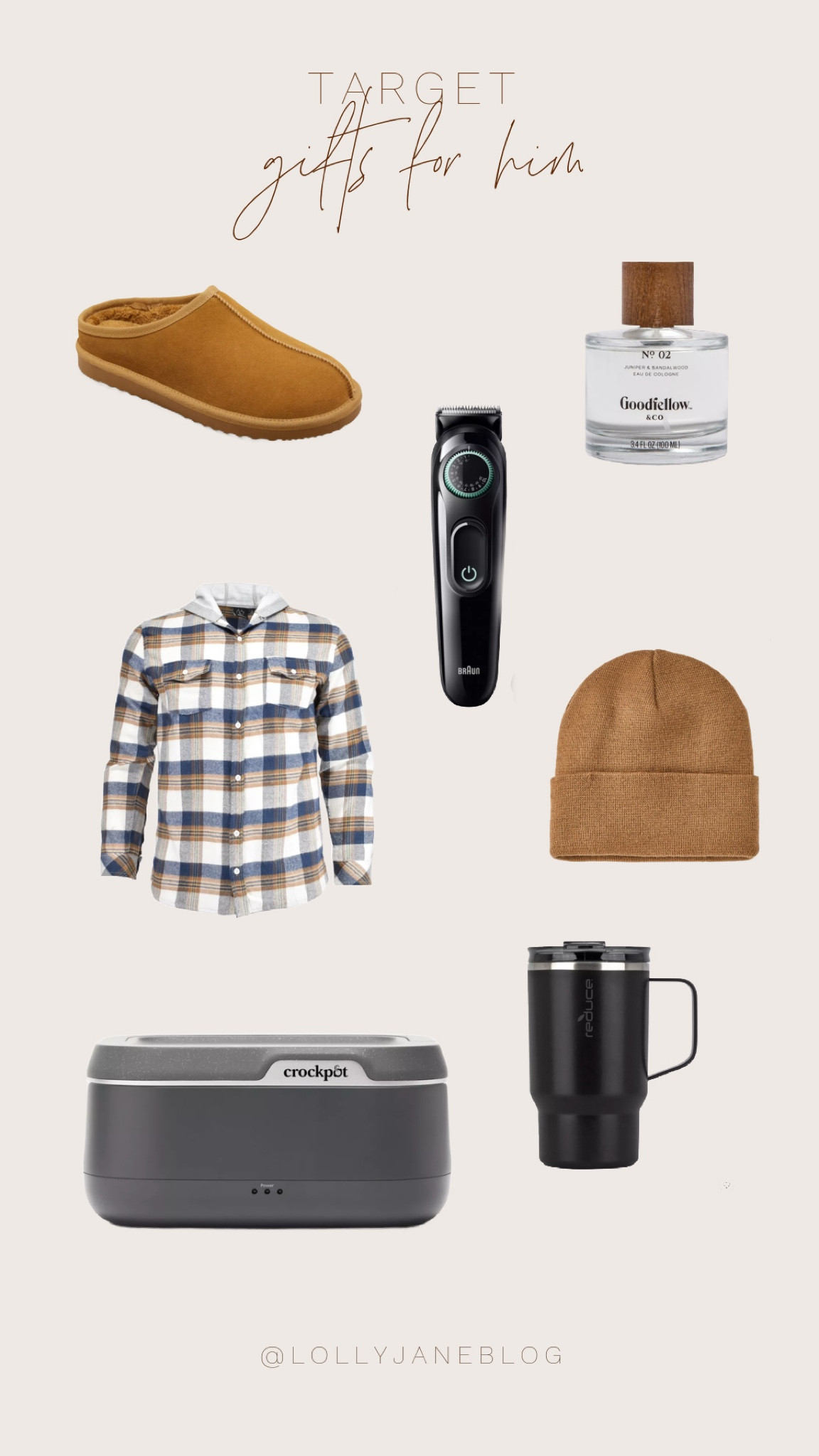 🎁✨ The perfect gifts for the guy who has it all (or could use a little upgrade)! From cozy slippers to a sleek electric razor, Target has everything you need to spoil him this season. 🙌

🥿 Brown men's slippers for ultimate comfort
🧴 Electric razor for that fresh, smooth shave
☕ Black insulated mug to keep his coffee hot all day
🍲 Portable crockpot—perfect for heating up those lunch leftovers
🌿 Goodfellow cologne to make him smell irresistible
🧢 Tan beanie for style and warmth
🧣 Tan plaid flannel for that effortless, cool vibe

Ready to score the perfect gift? Head to Target now and make his day. #GiftIdeas #TargetFinds #HolidayGifts #MensStyle #GiftGuide #CozyVibes

#LTKHoliday #LTKGiftGuide #LTKMens
