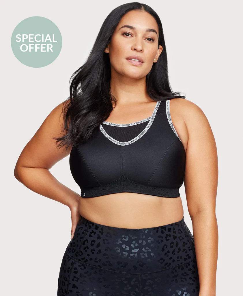 No-Bounce Camisole Sports Bra Black | Glamorise Foundations
