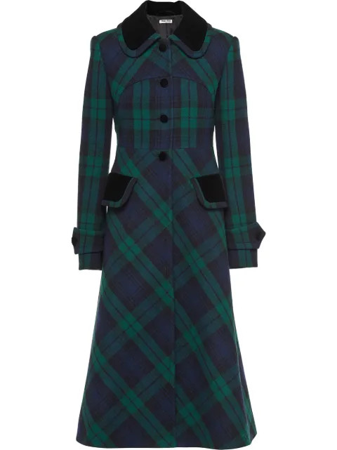 single-breasted tartan coat | Farfetch (US)