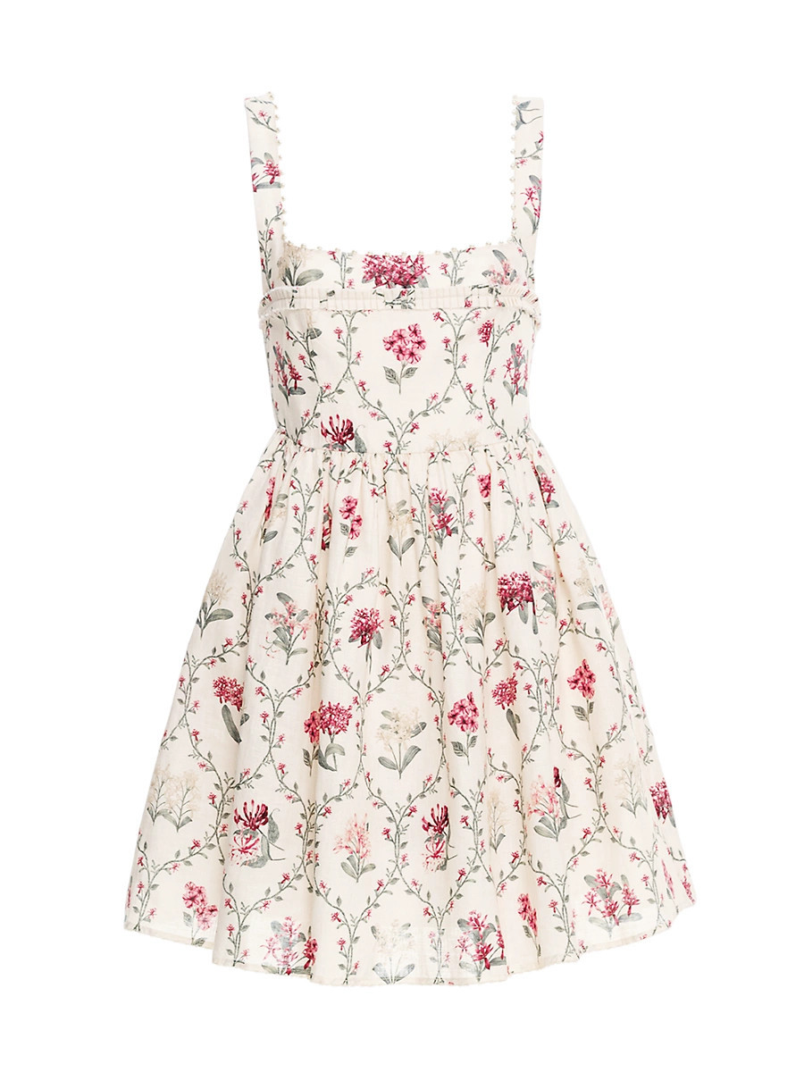 Women's Barbara Orquidea Embellished Linen Minidress - Size XS | Saks Fifth Avenue