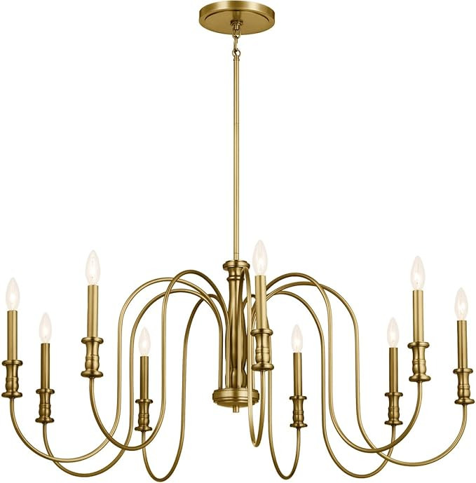 Kichler 52471NBR Karthe Chandelier, 9-Light 540 Total Watts, Natural Brass | Amazon (US)