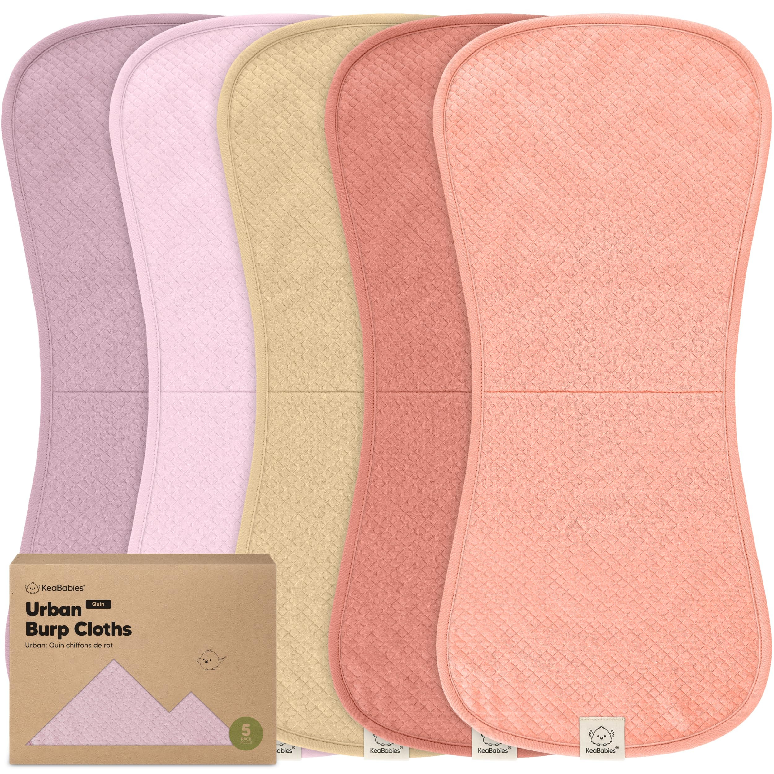 KeaBabies 5-Pack Organic Burp Cloths Baby Girl,Boy - Extra Large,Absorbent Baby Burp Cloths,Soft Burping Cloths for Babies,Newborn Burp Clothes,Cotton Burp Rags,Thick Burp Cloth (Muted Pastel/Quin) | Amazon (US)