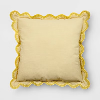 20"x20" Scalloped Square Outdoor Throw Pillow Yellow - Threshold™ | Target