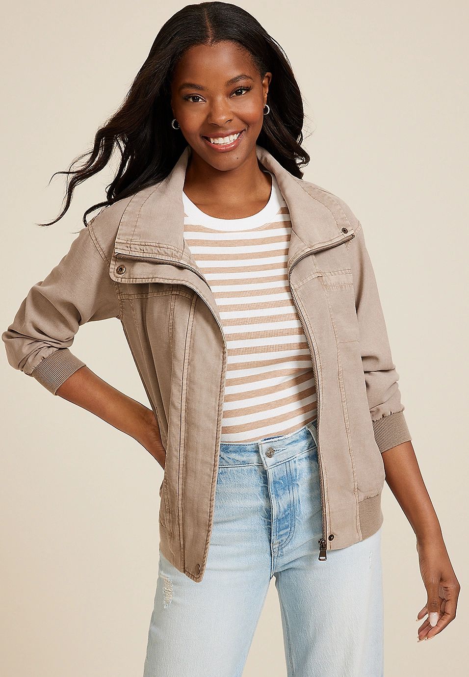 Twill Bomber Jacket | Maurices