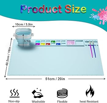 Silicone Craft Mat, 20"x16" Silicone Painting Mat with Cup, Nonstick Silicone Sheet for Resin Jew... | Amazon (US)