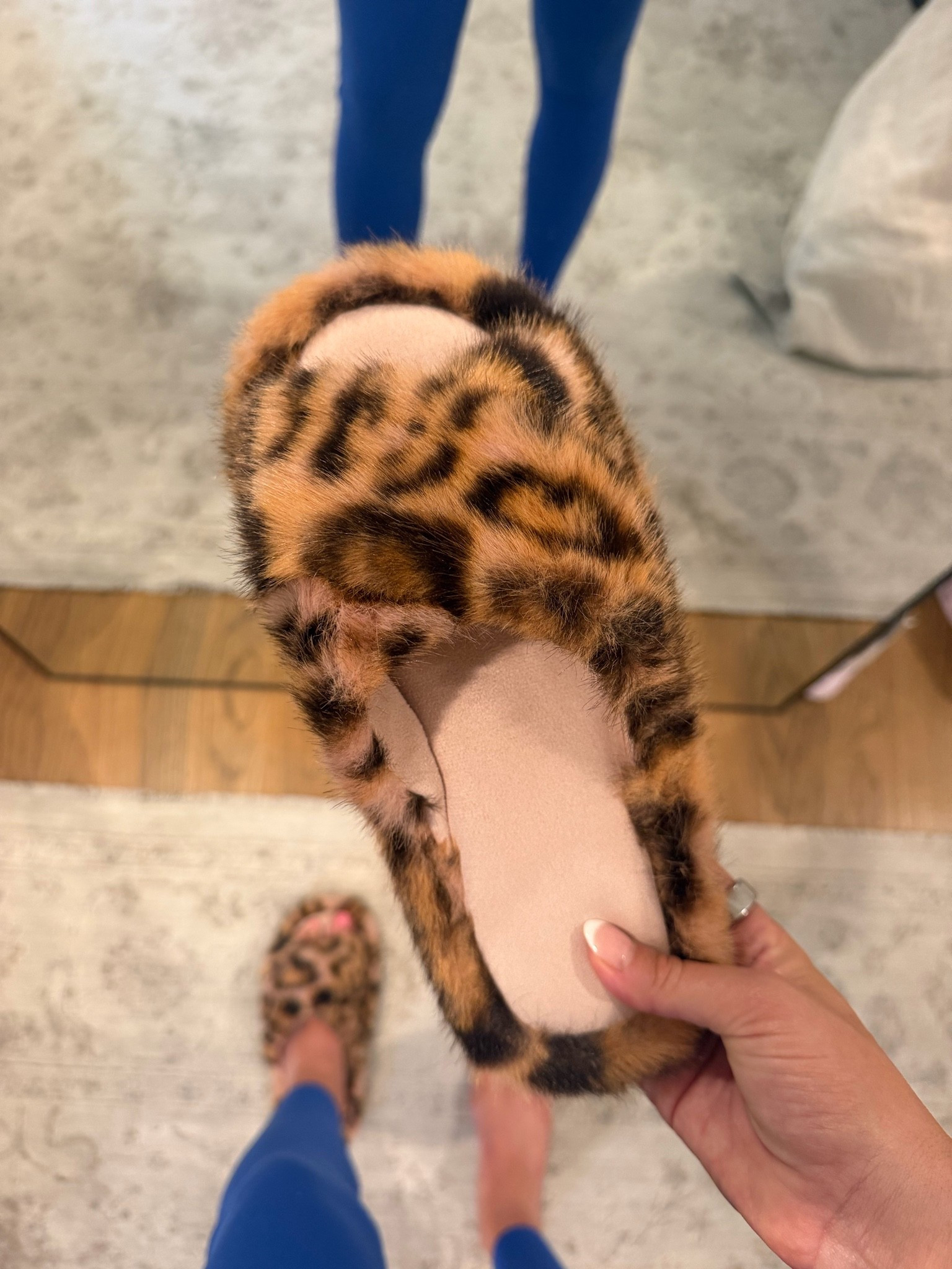 Cheetah house slippers from Amazon — so cute and comfy!! Run TTS been wearing nonstop