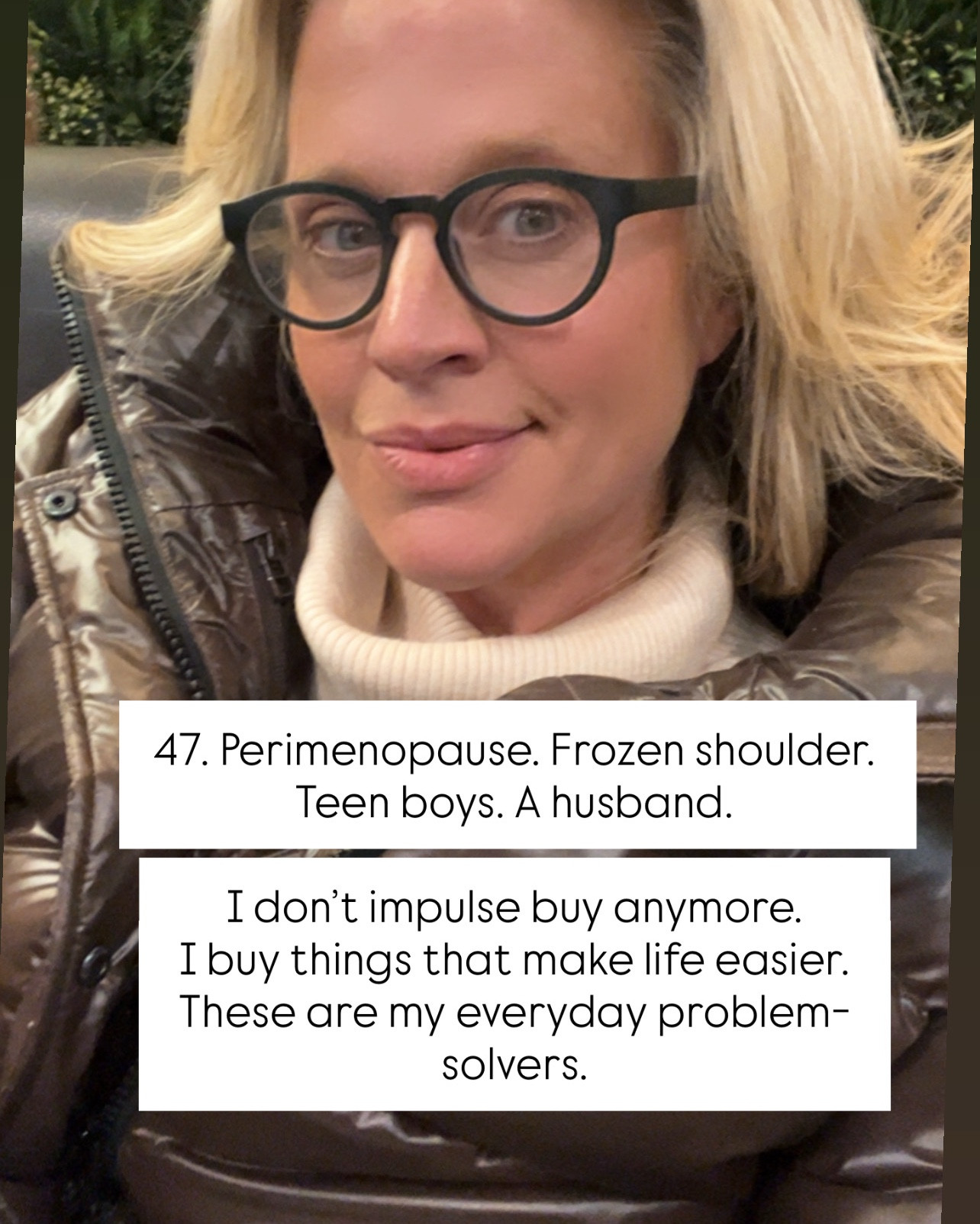 At 47, I don’t impulse buy anymore.
Perimenopause. A frozen shoulder. Teen boys. A husband. Life is full.

So now? If it doesn’t make my day easier, my body more comfortable, or my routine calmer… I skip it.

These are my quiet little midlife problem-solvers lately — things that help me sleep better, get dressed faster, feel more confident, and lower the daily stress load.

Nothing trendy.
Nothing fussy.
Just real-life upgrades that actually help.

Because at this stage, it’s not about having more.
It’s about having the right things 💛

Comment UPGRADE and I’ll send the links.


👑"Helping you look good, feel good!" - Lindsey Denver

#LTKstorytime #LTKOver40 #LTKMidsize