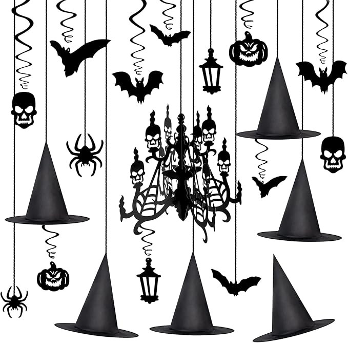 Baetuy Halloween Hanging Swirl Decoration and Witch Hats,Halloween Ceiling Hanging Pumpkin Spider... | Amazon (US)