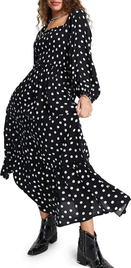 Spot Polka Dot Smocked Long Sleeve Maxi Dress | Nordstrom Rack