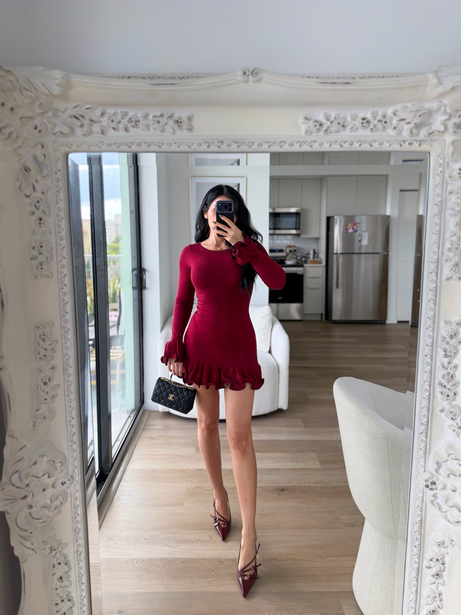 Knit ruffle hem mini dress 🍒❤️

#LTKHoliday #LTKootd #LTKFindsUnder100