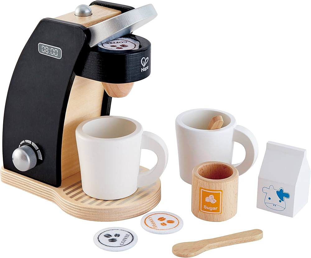 Hape Wooden Black Coffee Maker Kitchen Set with Accessories| Pretend Play Toy Set for Kids Ages 3... | Amazon (US)