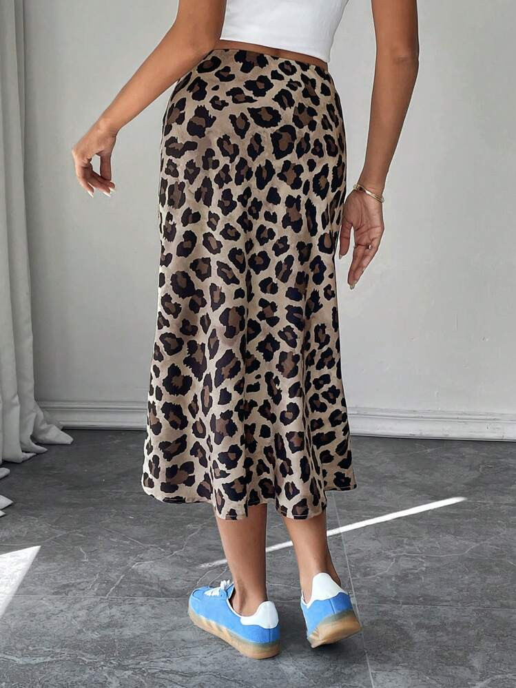 SHEIN LUNE Leopard Print Street Style Casual Skirt For Women, Suitable For Autumn | SHEIN