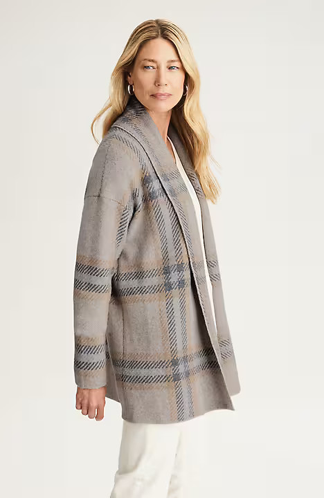 Plaid Shawl-Collar Cardi | J. Jill