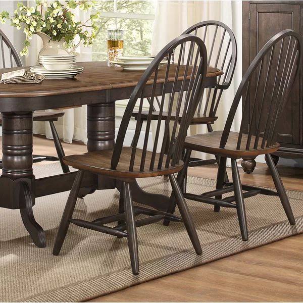 Estefania Solid Wood Windsor Back Side Chair in Brown | Wayfair North America