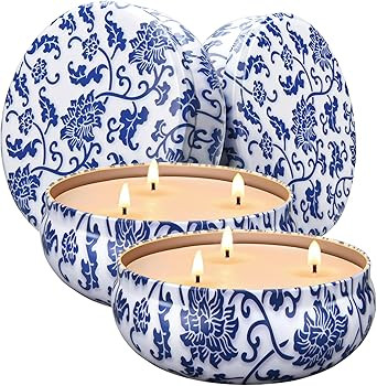 Citronella Candles Outdoor & Indoor, Large 4 x 13.5oz 3-Wick Outside Highly Scented Natural Soy C... | Amazon (US)