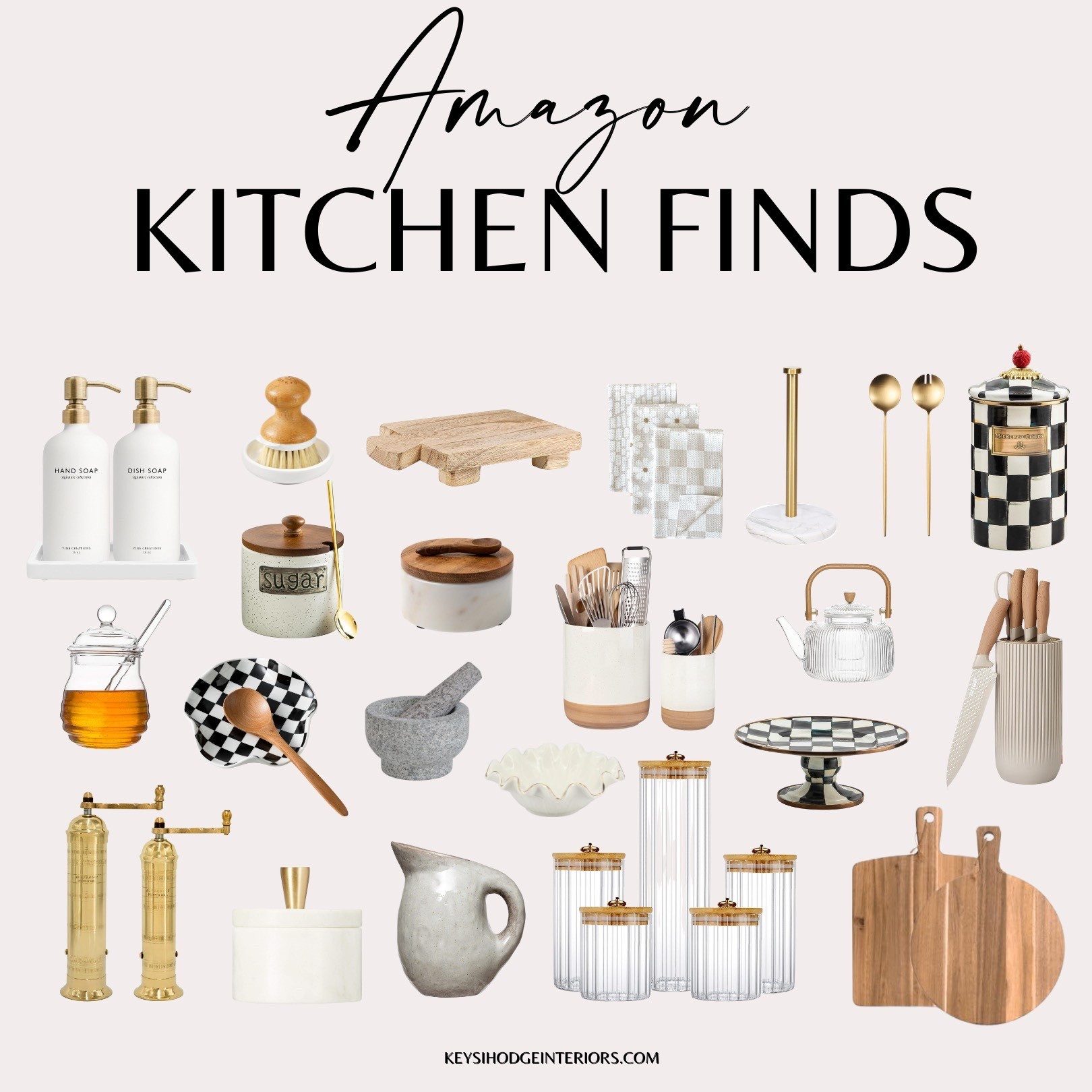 Kitchen finds that look good sitting out.
I rounded up some Amazon favorites that are both useful and beautiful—think warm woods, checkered details, and elevated basics that make everyday moments feel a little more styled.

#AmazonKitchen #KitchenFavorites #NeutralHome #KeysiHodgeInteriors #StyledSpaces #AmazonFinds

#LTKStyleTip #LTKHome