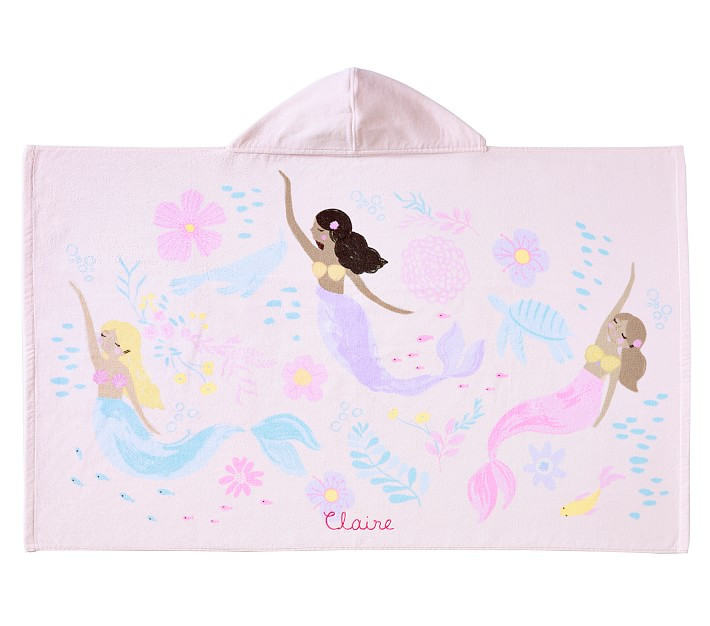 Mermaid Allover Kid Beach Hooded Towel | Pottery Barn Kids