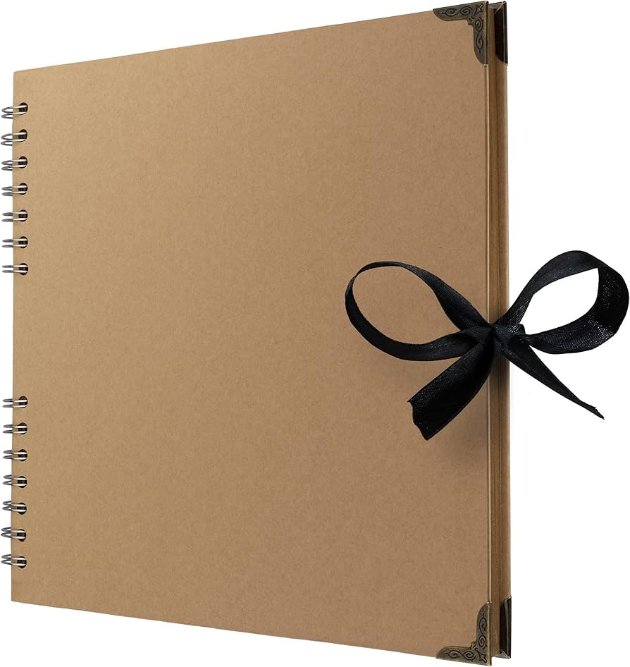 Bstorify 10 x 10 Inches Scrapbook Album For 4 x 6, 8 x 10 Pictures, 70 Pages Brown Thick 200gsm K... | Amazon (US)