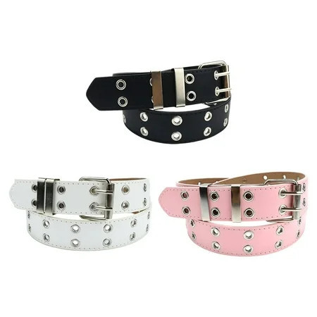 Huonawei Street Fashion Statement Belt Alloy Pin Buckle Belt with Air Eye Detail for Punk Aesthetics | Walmart (US)