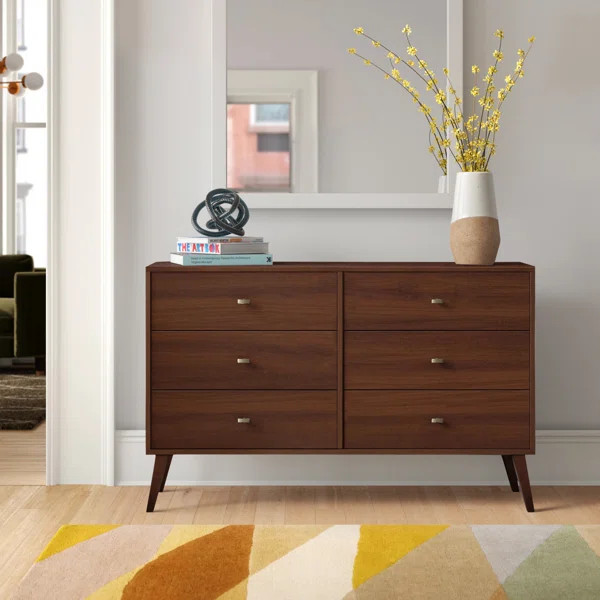 Milo Mid Century Modern Dresser, 6-Drawer | Wayfair North America