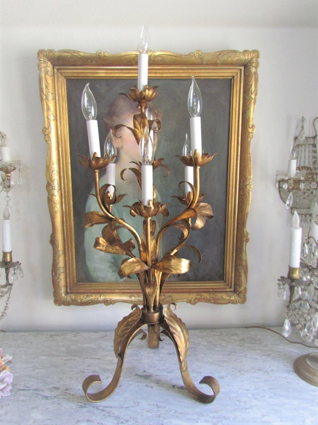 Vintage Italian Florentine Gilt Candelabra Attributed To Hans Kögl RARE | Etsy (US)