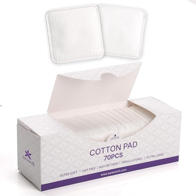 Extra Large Cotton Pads (3x3 Inch), 70 Count 100% Cotton Squares for Toner & Makeup Removal, Lint... | Amazon (US)
