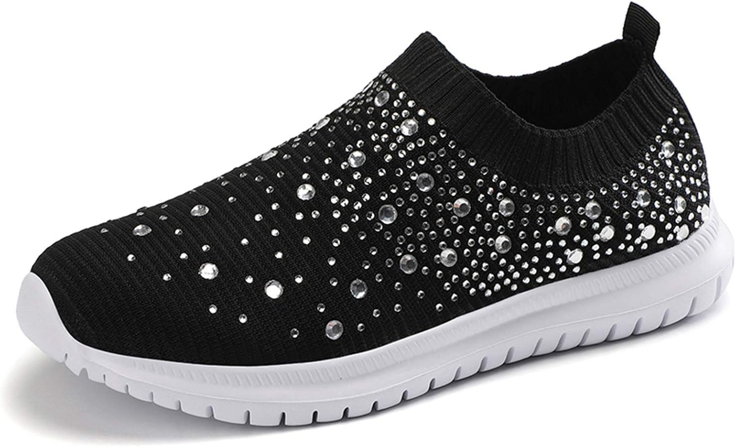 GOSPT Women's Mesh Sport Shoes Rhinestone Glitter Slip On Ballroom Jazz Latin Dance Sock Sneakers | Amazon (US)