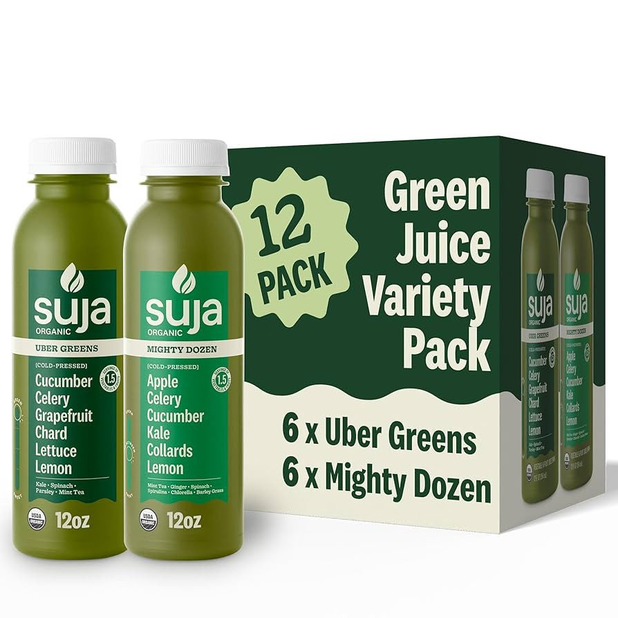 Suja Organic Green Juice Variety Pack | 6 Mighty Dozen and 6 Uber Greens | Plant-Based & Gluten-F... | Amazon (US)