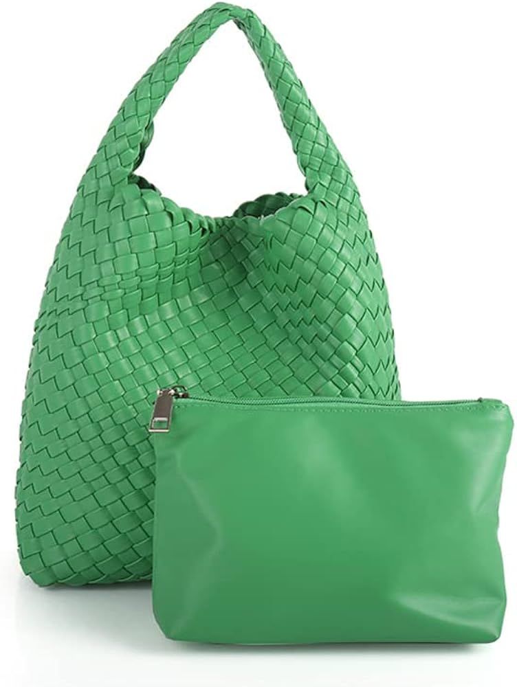 Woven Leather Bags for Women Knoted Women Handbag Designer Shoulder Bucket Purse Handmade Fashion To | Amazon (US)