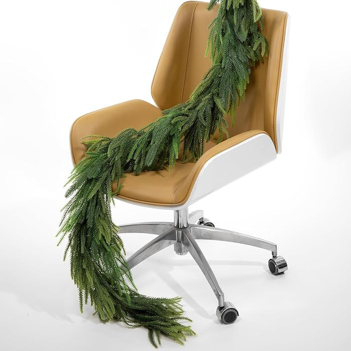 Realistic Norfolk Pine, 9FT Soft-Touch Artificial Christmas Garland for Mantle, Table, Fireplace,... | Amazon (US)