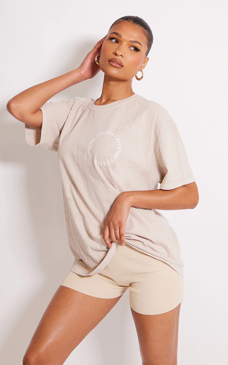 PRETTYLITTLETHING Stone Washed Oversized Short Sleeve T Shirt | PrettyLittleThing US