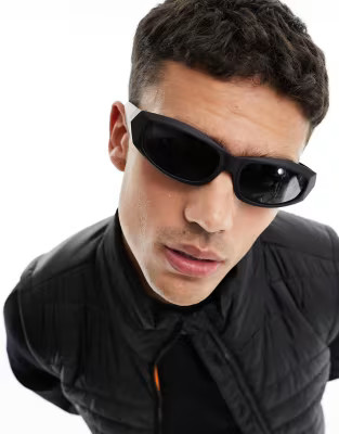 ASOS DESIGN racer wrap around  sunglasses with matte black frame | ASOS (Global)