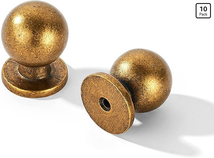 10 Pack 1 inch Vintage Retro Antique Brass Zinc Alloy Cabinet Knob - Single Hole Center Cabinet P... | Amazon (US)
