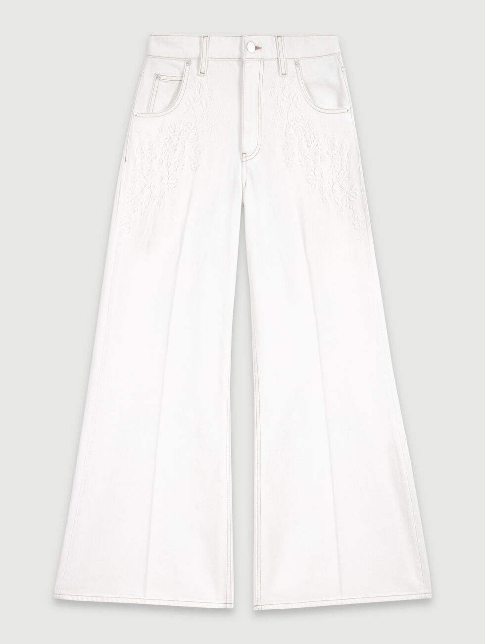 Embroidered high-waisted jeans | Maje US | Maje US