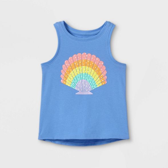 Toddler Girls' Rainbow Shell Graphic Tank Top - Cat & Jack™ Light Blue | Target
