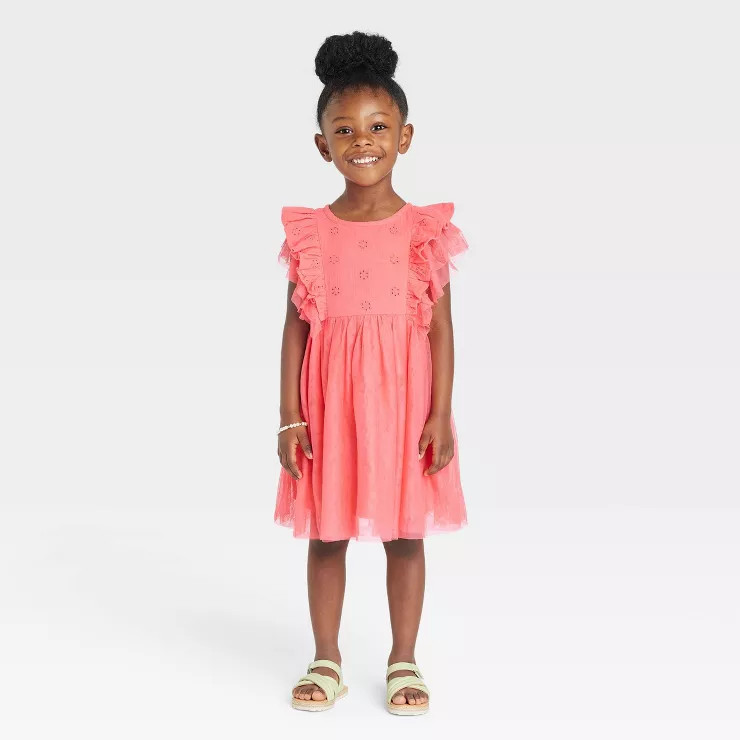 Toddler Girls' Polka Dots Tulle Dress - Cat & Jack™ Pink | Target