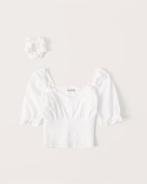 Short-Sleeve Smocked Waist Top | Abercrombie & Fitch (US)