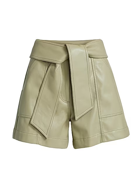 Mari Vegan Leather Tie-Waist Shorts | Saks Fifth Avenue