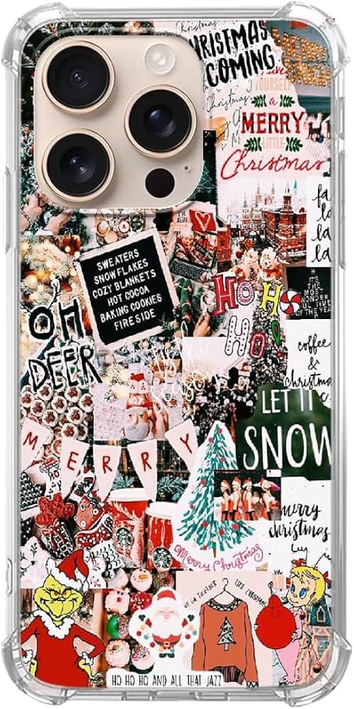 Aesthetic Christmas Collage Phone Case Compatible with iPhone 16 Pro Max, Winter Merry Christmas ... | Amazon (US)